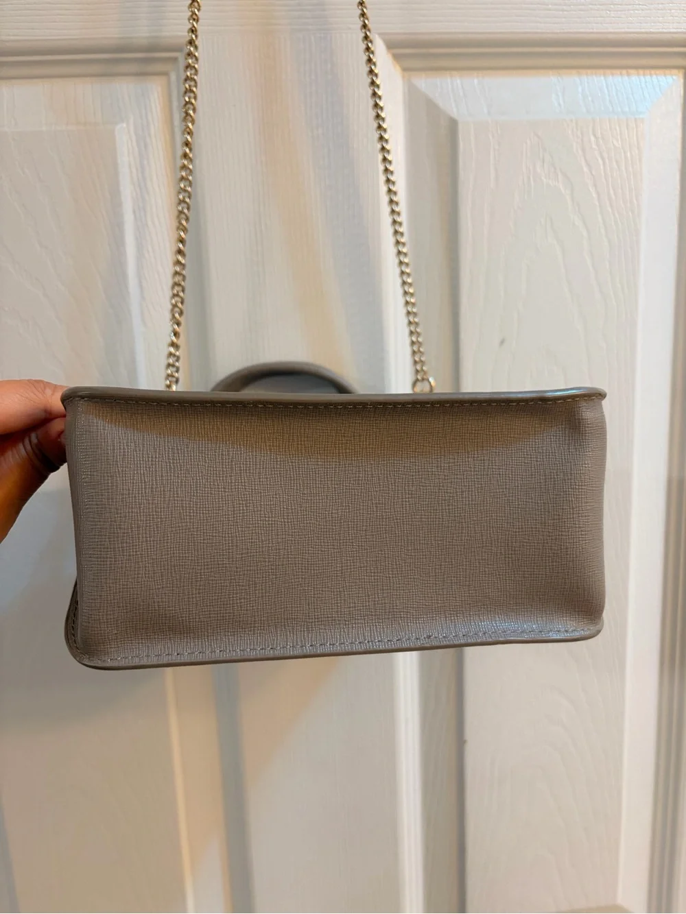 Furla Saffiano Leather Top-Handle Satchel with Gold Hardware